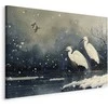 Artgeist Paveikslas - Herons over a winter pond - Japanese-style illustration in dark colours