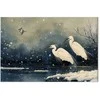 Artgeist Paveikslas - Herons over a winter pond - Japanese-style illustration in dark colours