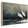 Artgeist Paveikslas - Herons over a winter pond - Japanese-style illustration in dark colours