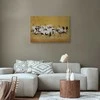 Artgeist Paveikslas - Japanese cranes - a flock of birds against a golden background based on a painting by Ishida Yūtei