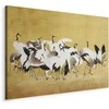 Artgeist Paveikslas - Japanese cranes - a flock of birds against a golden background based on a painting by Ishida Yūtei