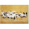 Artgeist Paveikslas - Japanese cranes - a flock of birds against a golden background based on a painting by Ishida Yūtei
