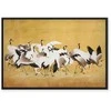 Artgeist Paveikslas - Japanese cranes - a flock of birds against a golden background based on a painting by Ishida Yūtei