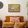 Artgeist Paveikslas - Japanese cranes - a flock of birds against a golden background based on a painting by Ishida Yūtei