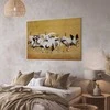 Artgeist Paveikslas - Japanese cranes - a flock of birds against a golden background based on a painting by Ishida Yūtei