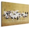 Artgeist Paveikslas - Japanese cranes - a flock of birds against a golden background based on a painting by Ishida Yūtei