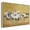Artgeist Paveikslas - Japanese cranes - a flock of birds against a golden background based on a painting by Ishida Yūtei