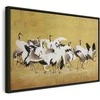 Artgeist Paveikslas - Japanese cranes - a flock of birds against a golden background based on a painting by Ishida Yūtei