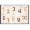 Artgeist Paveikslas - Jumping Numbers - Numbers in a Subdued rusvai gelsvas-Brown Hue Among Snowflakes Stars and Clouds