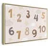 Artgeist Paveikslas - Jumping Numbers - Numbers in a Subdued rusvai gelsvas-Brown Hue Among Snowflakes Stars and Clouds