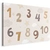 Artgeist Paveikslas - Jumping Numbers - Numbers in a Subdued rusvai gelsvas-Brown Hue Among Snowflakes Stars and Clouds