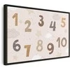 Artgeist Paveikslas - Jumping Numbers - Numbers in a Subdued rusvai gelsvas-Brown Hue Among Snowflakes Stars and Clouds