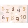 Artgeist Paveikslas - Jumping Numbers - Numbers in a Subdued rusvai gelsvas-Brown Hue Among Snowflakes Stars and Clouds