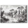 Artgeist Paveikslas - Juodas and Baltas Vintage Landscape Retro View of a Pond with a Boat
