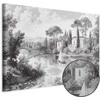 Artgeist Paveikslas - Juodas and Baltas Vintage Landscape Retro View of a Pond with a Boat