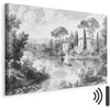 Artgeist Paveikslas - Juodas and Baltas Vintage Landscape Retro View of a Pond with a Boat