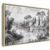 Artgeist Paveikslas - Juodas and Baltas Vintage Landscape Retro View of a Pond with a Boat