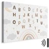 Artgeist Paveikslas - Letters Above the Rainbow - Letters Among Streams of Rain and Clouds with a Rainbow Moon and Stars on a Light Background