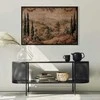Artgeist Paveikslas - Mediterranean landscape - old tapestry with a hill and a lake