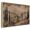 Artgeist Paveikslas - Mediterranean landscape - old tapestry with a hill and a lake