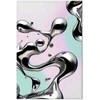 Artgeist Paveikslas - Metallic Fluidity - Abstract Sidabrinis Forms on a Mint-Violetinė Background