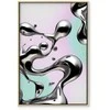 Artgeist Paveikslas - Metallic Fluidity - Abstract Sidabrinis Forms on a Mint-Violetinė Background