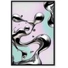 Artgeist Paveikslas - Metallic Fluidity - Abstract Sidabrinis Forms on a Mint-Violetinė Background
