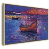 Artgeist Paveikslas - Modern impressionism - night landscape of a lake with a floating boat