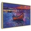 Artgeist Paveikslas - Modern impressionism - night landscape of a lake with a floating boat