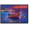 Artgeist Paveikslas - Modern impressionism - night landscape of a lake with a floating boat