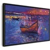 Artgeist Paveikslas - Modern impressionism - night landscape of a lake with a floating boat