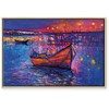 Artgeist Paveikslas - Modern impressionism - night landscape of a lake with a floating boat