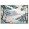 Artgeist Paveikslas - Mountainous Coast with Trees and Rocks in Light Pastel Blues