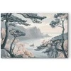 Artgeist Paveikslas - Mountainous Coast with Trees and Rocks in Light Pastel Blues