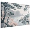 Artgeist Paveikslas - Mountainous Coast with Trees and Rocks in Light Pastel Blues