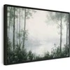 Artgeist Paveikslas - Retro Landscape Grove Trees and Pond in Patinated Shades of Žalias