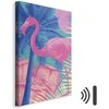 Artgeist Paveikslas - Rožinė Flamingo - Abstract Flamingo Against Palms and Ice Cubes