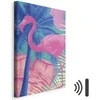 Artgeist Paveikslas - Rožinė Flamingo - Abstract Flamingo Against Palms and Ice Cubes