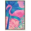 Artgeist Paveikslas - Rožinė Flamingo - Abstract Flamingo Against Palms and Ice Cubes
