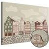Artgeist Paveikslas - Salt Square - Colorful Illustrated Townhouses Against a Cloudy Sky Background