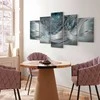 Artgeist Paveikslas - Sparkling Dandelions (5 Parts) Mėlyna Wide