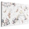 Artgeist Paveikslas - Toy Bears with Balloons - Flying Plush Bears Among Balloons Clouds and Rainbows in Subtle Pastel Hues