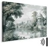 Artgeist Paveikslas - View of the Park and Lake Retro Vintage Landscape in Greens