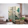Artgeist Pertvara - By an Asian pond - an illustration in the style of a Japanese engraving, depicting a heron