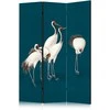 Artgeist Pertvara - Evening by the pond - a group of cranes drawn with dry pastels on a dark turquoise background