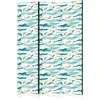 Artgeist Pertvara - Fish Leaping Above the Waves - Oriental Fish and Water Lilies Among High Waves in Sea Žalias Colors