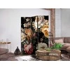 Artgeist Pertvara - Floristry in Vintage Style - a Plethora of Colorful Flowers on a Juodas Background