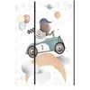 Artgeist Pertvara - Galactic Races - Bear Participating in Car Races Among Planets - Clouds - and Stars in Pastel Hues