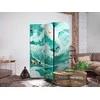 Artgeist Pertvara - Koi Fish Among Waves - Japanese Fish Among Waves in Shades of Turquoise And Baltas