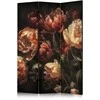 Artgeist Pertvara - Magnificent Tulips - Bouquet of Flowers in Raudona and Baltas on a Juodas Background